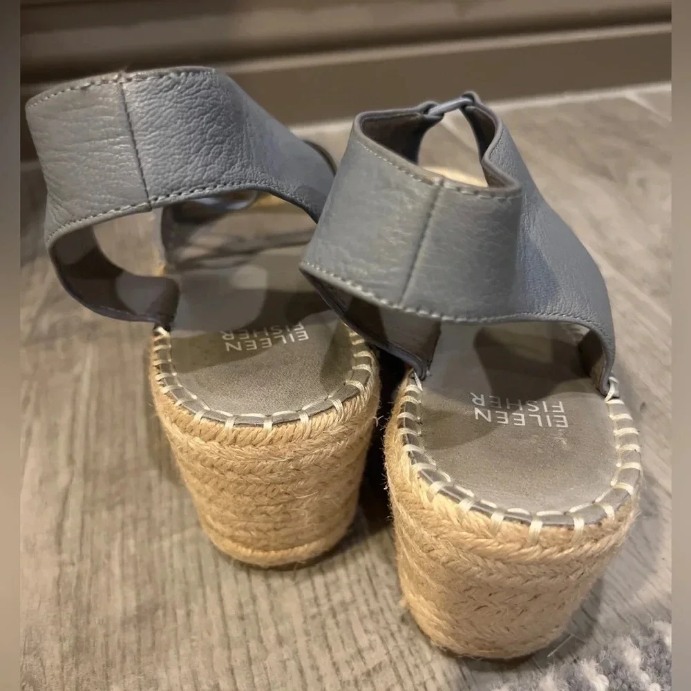 Eileen Fisher espadrilles, gray upper leather, hardly used size 8
